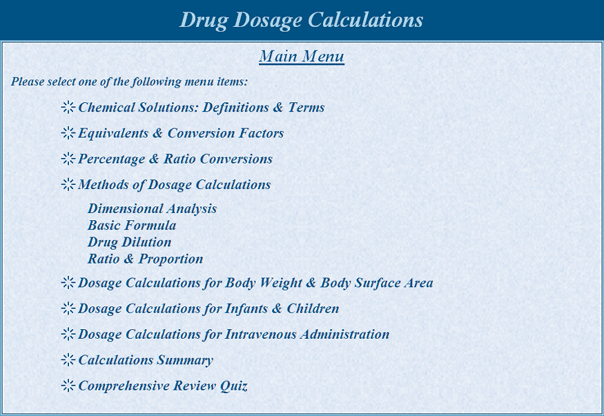 Drug Dosage Calculations