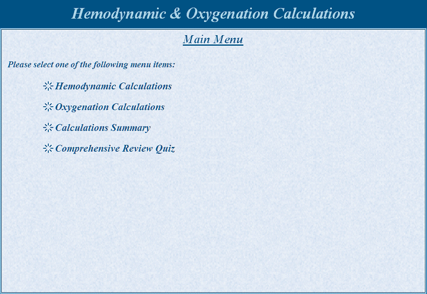 Hemodynamic & Oxygenation Calculations