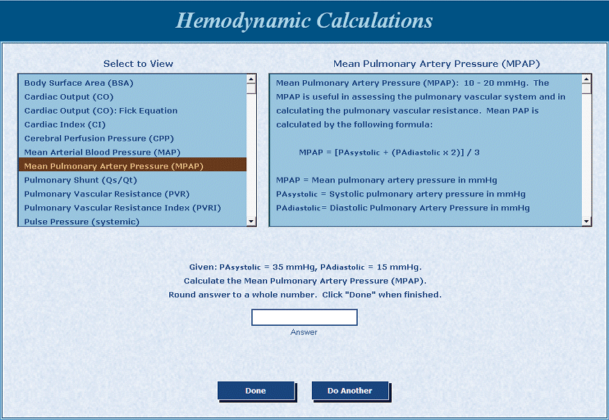 Hemodynamic & Oxygenation Calculations