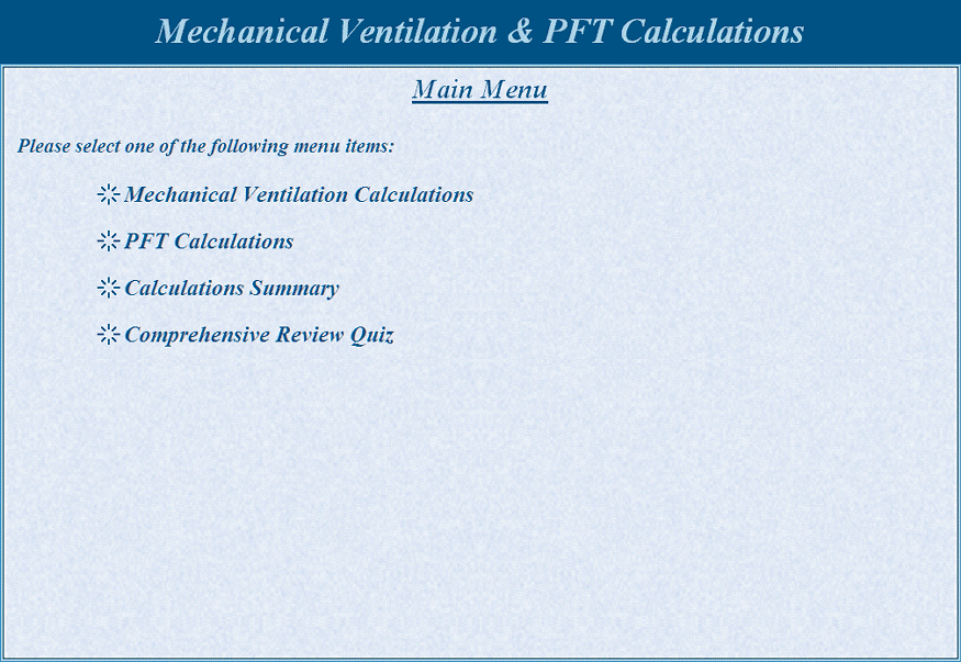 Mechanical Ventilation & PFT Calculations